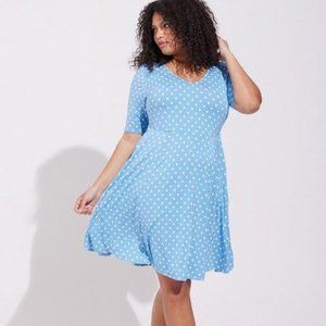 Torrid Skater Dress 2x Blue Polka Dots